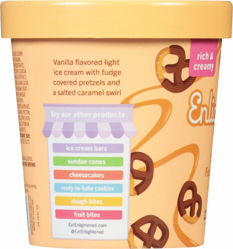 Enlightened® Caramel Fudge Pretzel Light Ice Cream Perspective: left
