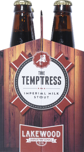 Lakewood Brewing Bourbon Barrel Temptress Stout Beer Single Bottle Perspective: left