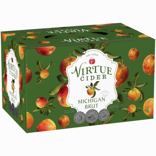 Virtue Cider Michigan Brut Dry Cider Perspective: left