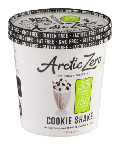 Arctic Zero Cookies Shake Frozen Dessert Pint Perspective: left