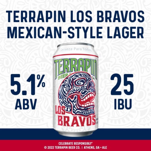 Terrapin Los Bravos Mexican-Style Lager Craft Beer Perspective: left