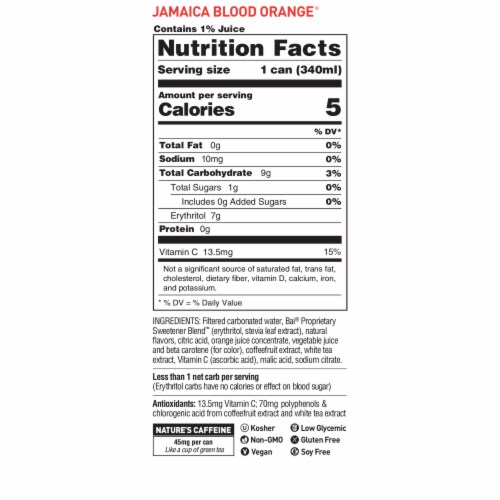 Bai® Bubbles Jamaica Blood Orange Flavored Sparkling Bottled Water Perspective: left