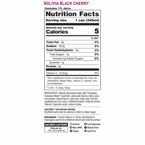 Bai® Bubbles Bolivia Black Cherry Flavored Sparkling Bottled Water Perspective: left