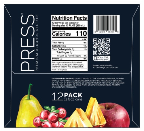 PRESS Premium Alcohol Seltzer Variety Pack Perspective: left