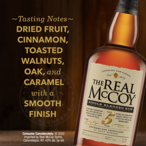 The Real McCoy Single Blended 5-Year Aged Rum Perspective: left