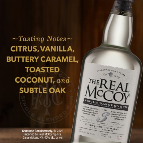 The Real McCoy Single Blended 3-Year Aged White Rum Perspective: left