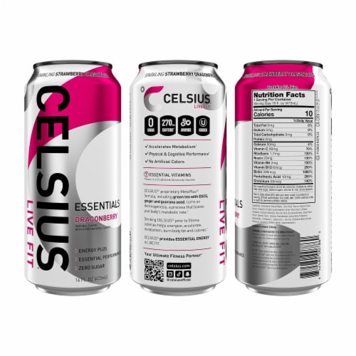 CELSIUS ESSENTIALS™ Sparkling Dragonberry Energy Drink Can Perspective: left