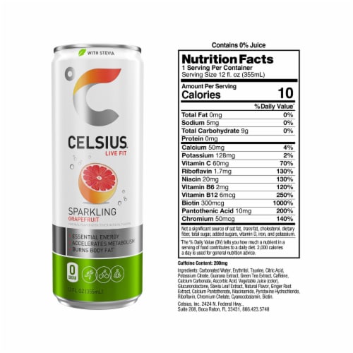 CELSIUS® Stevia Sparkling Grapefruit Energy Drink Mutlipack Cans Perspective: left