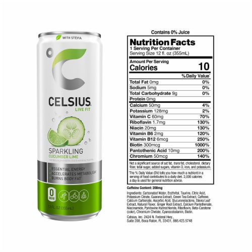 CELSIUS® Sparkling Cucumber Lime Energy Drink Multipack Cans Perspective: left