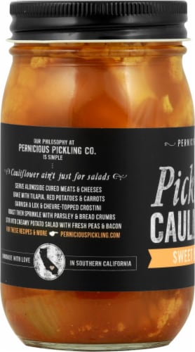 Pernicious Pickling Co. Sweet Hurry Curry Pickled Cauliflower Perspective: left