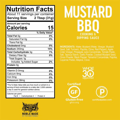 The New Primal Noble Made Mustard BBQ Cooking & Dipping Sauce Perspective: left