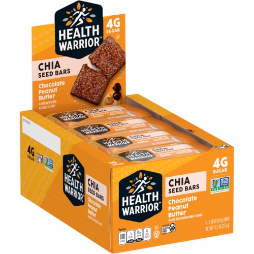 Health Warrior Chocolate Peanut Butter Chia Seed Bars Perspective: left