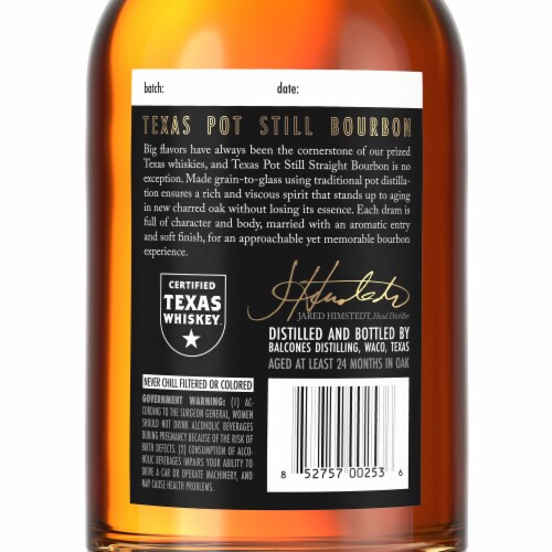 Balcones Whiskey - American Pot Still Bourbon Whisky Perspective: left