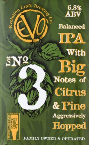 Evolution Craft Brewing Company Lot No.3 IPA Perspective: left