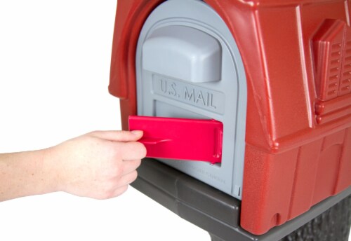 Simplay3 Rustic Barn Mailbox  - Burnt Red/Espresso Perspective: left