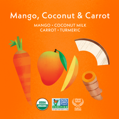 Once Upon a Farm™ Mango Coconut and Carrot with Turmeric Organic Baby Food Pouch Perspective: left