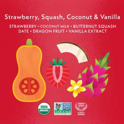 Once Upon a Farm™ Strawberry Squash Coconut and Vanilla Organic Baby Food Pouch Perspective: left
