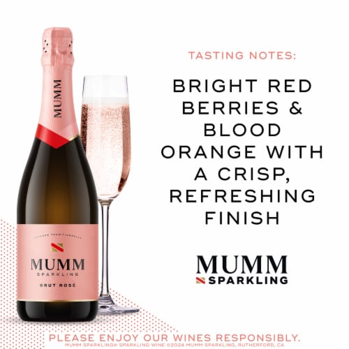 Mumm Brut Rose California Sparkling Wine Perspective: left