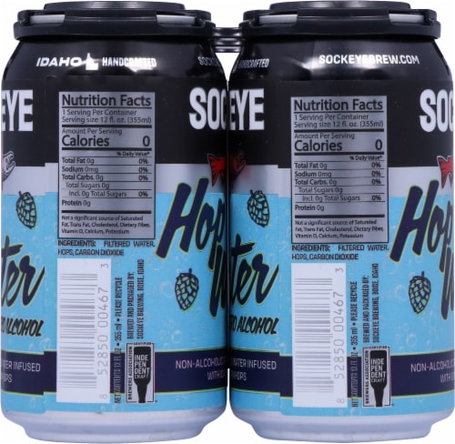 Sockeye Hop Water Zero Alcohol Beer Cans Perspective: left