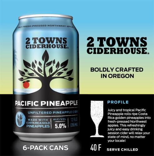 2 Towns Ciderhouse Pacific Pineapple Cider Perspective: left