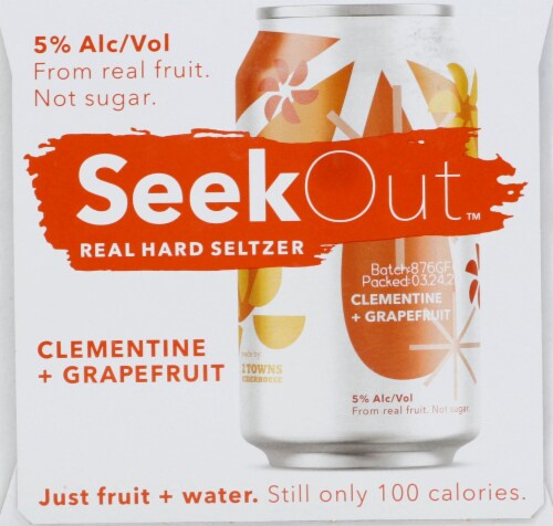 SeekOut Clementine & Grapefruit Real Hard Seltzer Perspective: left