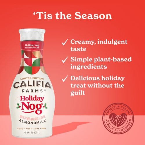 Califia Farms® Dairy Free Holiday Almond Milk Egg Nog Perspective: left
