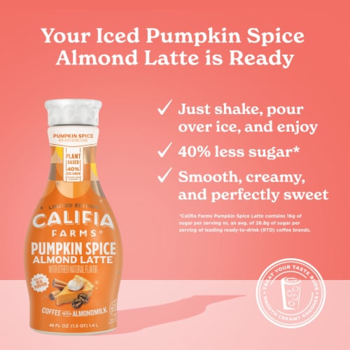 Califia Farms® Pumpkin Spice Latte Almondmilk Cold Brew Coffee Perspective: left