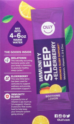 Olly Immunity Sleep + Elderberry Soothing Lemon Powder Supplement Perspective: left