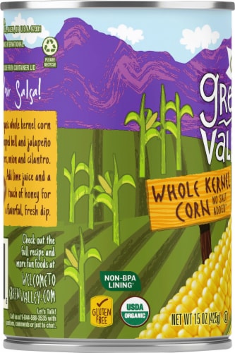 Green Valley Organic No Salt Whole Kernel Corn Perspective: left
