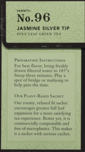 Steven Smith Teamaker Jasmine Silver Tip Green Tea Sachets Perspective: left