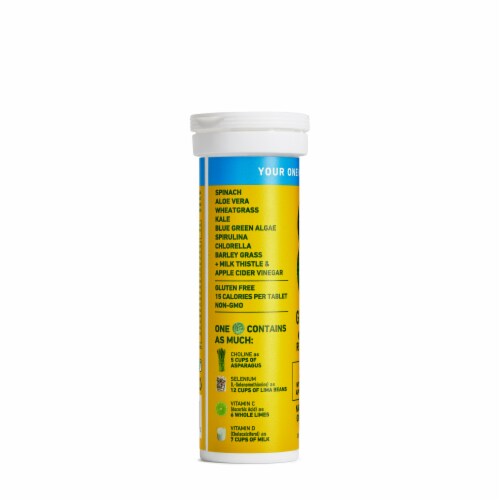 8Greens® Natural Lemon Ginger Effervescent Detox Tablets Perspective: left