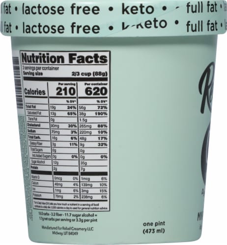 Rebel Keto Mint Chip Ice Cream Pint Perspective: left