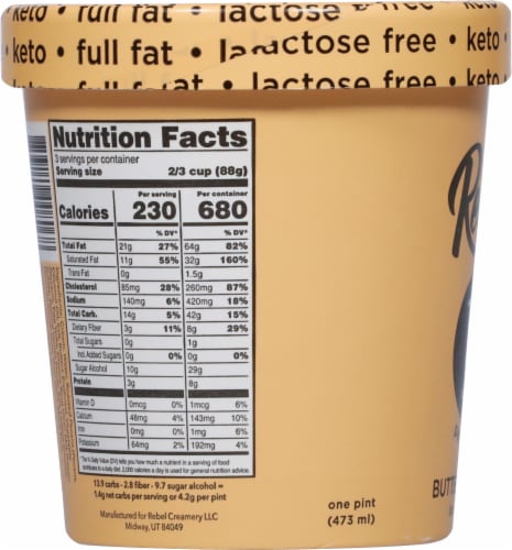 Rebel Butter Pecan Keto Ice Cream Perspective: left