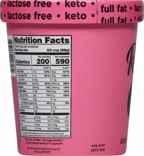 Rebel Keto Birthday Cake Ice Cream Perspective: left