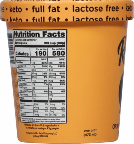 Rebel Orange Cream Keto Ice Cream Perspective: left