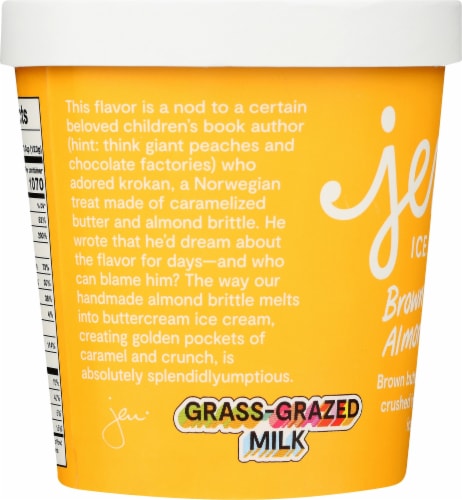 Jeni's Brown Butter Almond Brittle Ice Cream Pint Perspective: left