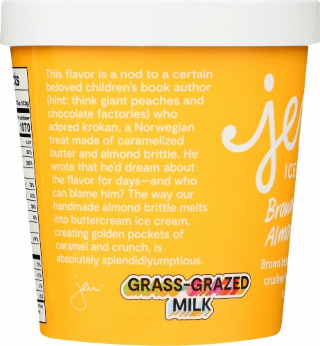 Jeni's Brown Butter Almond Brittle Ice Cream Pint Perspective: left