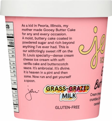 Jeni's Gooey Butter Cake Ice Cream Pint Perspective: left
