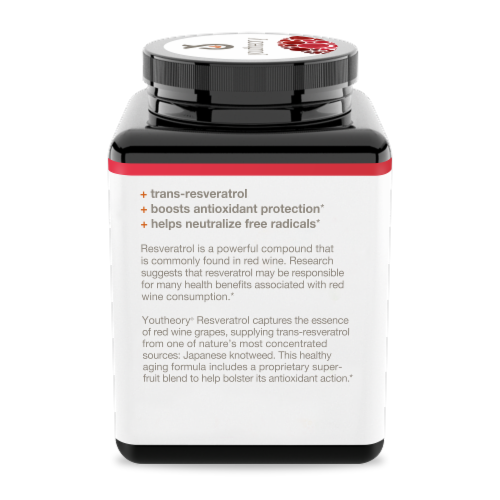 Youtheory™ Resveratrol Anti-Aging Benefits Tablets Perspective: left