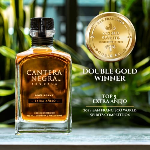 Cantera Negra Tequila Extra Anejo Perspective: left