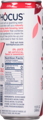 Phocus Cola Caffeinated Sparkling Water Perspective: left