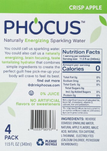 Phocus™ Caffeinated Crisp Apple Flavored Sparkling Water Perspective: left