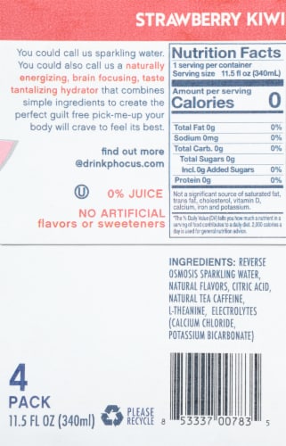 Phocus™ Caffeinated Kiwi Flavored Sparkling Water Cans Perspective: left