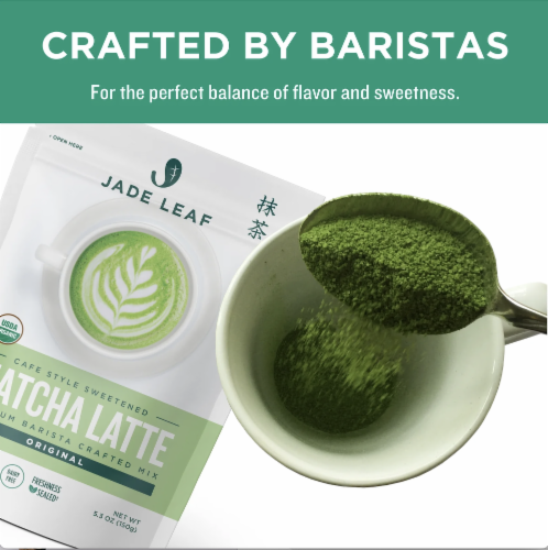 Jade Leaf® Organic Japanese Matcha Latte Mix Perspective: left