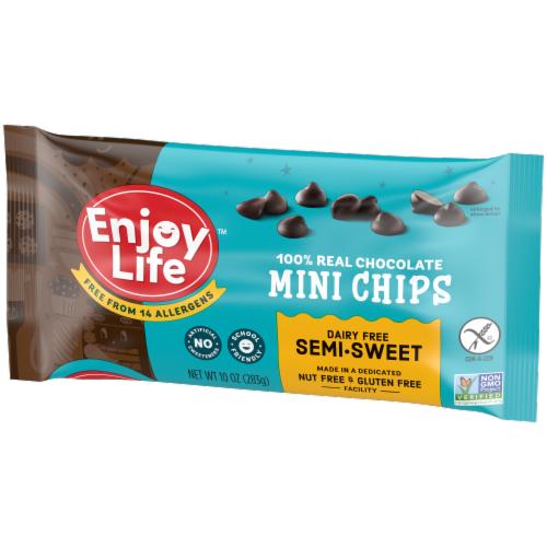Enjoy Life™ Semi-Sweet Dairy Free Vegan Mini Chocolate Chips Perspective: left