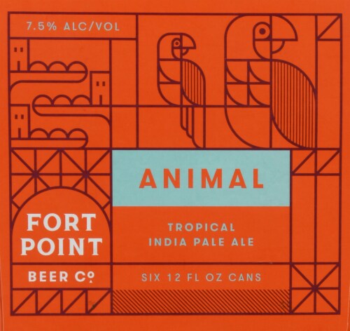 Fort Point Beer Co. Animal Tropical IPA Beer Perspective: left