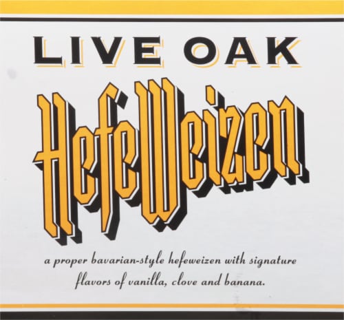 Live Oak Brewing Company Hefeweizen Bavarian-Style Weissbier Beer Perspective: left