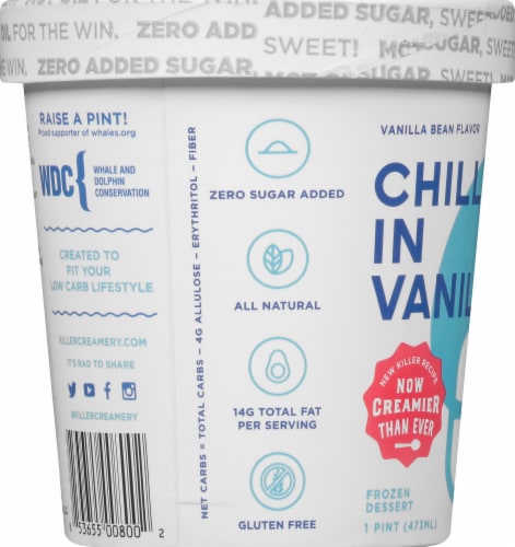 Killer Creamery Chilla in Vanilla Keto Vanilla Bean Frozen Dessert Perspective: left