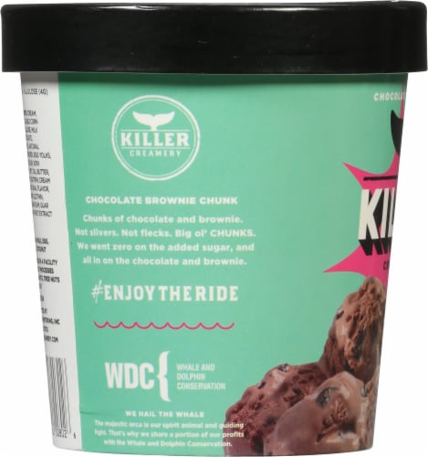 Killer Creamery Brownie Points Chocolate with Brownie Pieces Frozen Dessert Pint Perspective: left