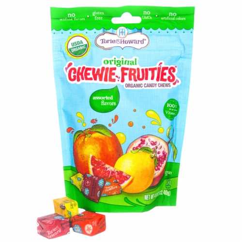 Torie & Howard Organic Assorted Flavors Candy Chewie Fruities Perspective: left